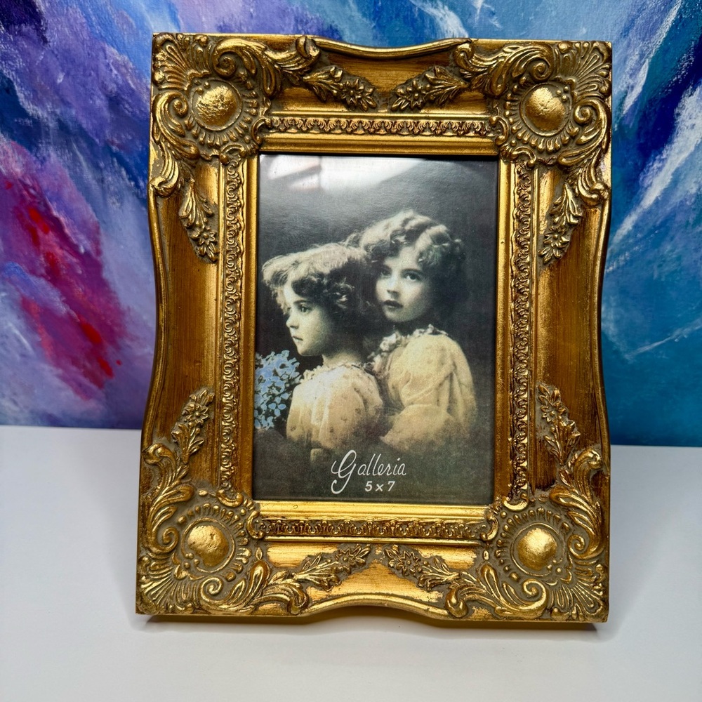 Galleria 5x7 Gold Ornate Picture Photo Frame Easel Back Baroque Rococo Antiqued